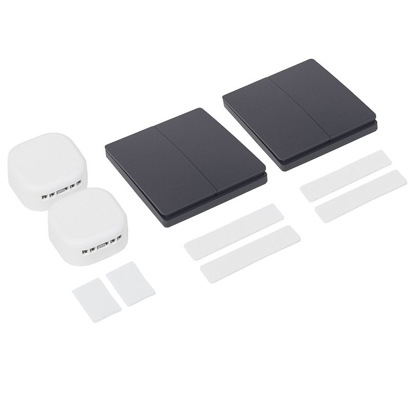 Выключатель кинетический, с реле, проходной, 2 клавиши, графит, AKS 124637