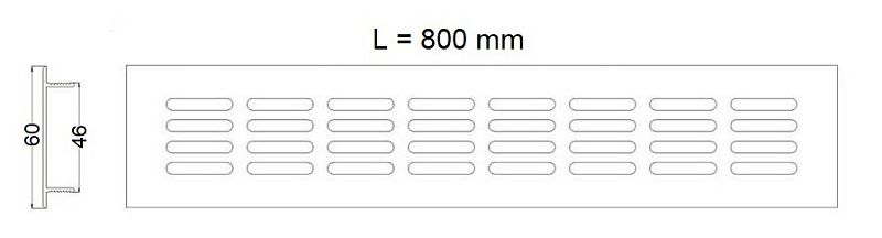 Решетка вентиляционная 800х60мм белая алюминий AKS 121015