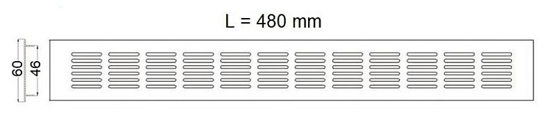 Решетка вентиляционная 480х60мм темно-коричневая алюминий AKS 115996