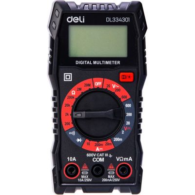 Мультиметр цифровой Deli RS EDL334301, 600В, универсальный, черный