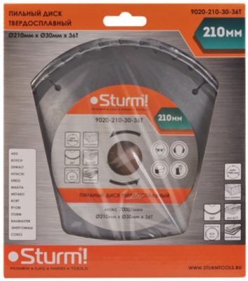 Диск пильный 210×30×2,5 мм, 36 зубов, по дереву, Sturm! 9020-210-30-36T