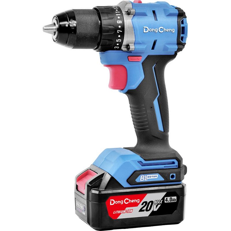 Аккумуляторная дрель-шуруповерт DongCheng DCJZ2060 (TYPE EM), 20 В, 60 Нм, 2 АКБ, 4 Ач, З/У 2 А