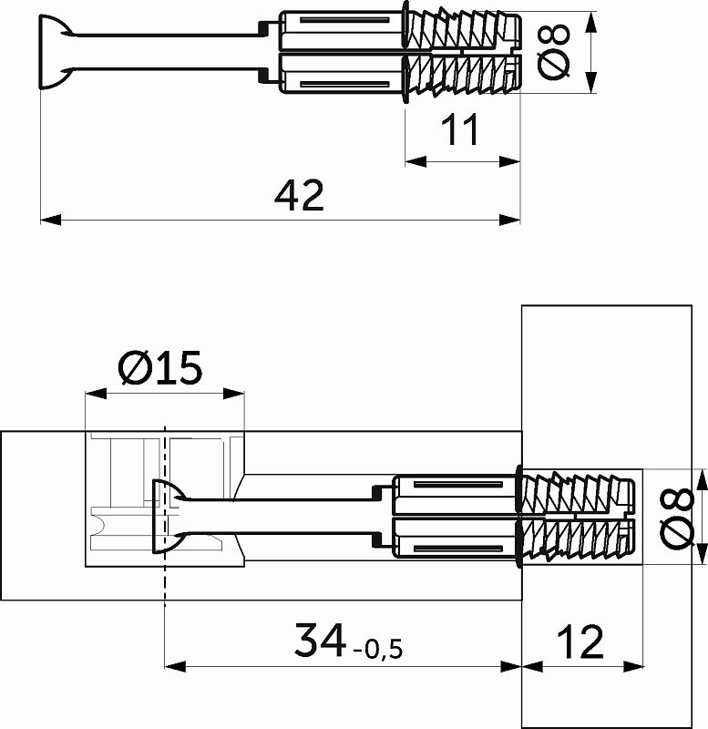 Шток эксцентрика распорный 8*34, уп/1тыс.шт, RU 72097