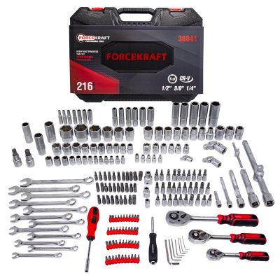 Набор инструментов 216 пр. 1/4'',3/8''&1/2'' 6-гр. ForceKraft FK-38841