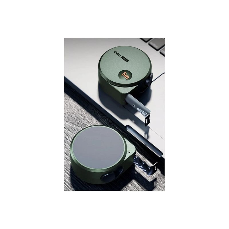 Рулетка Deli HS HT8519L, 5 м х 19 мм, Soft Touch, зеленый