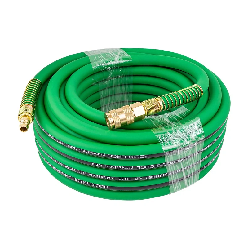 Шланг воздушный резиновый армированный с быстросъемами 10х16 мм, 15 м RockForce RF-AHC-52G