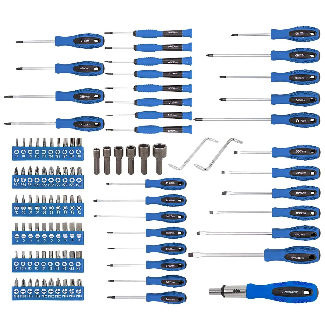 Набор отверток и бит SL, РН, PZ, Тorx, HEX, Square 100 пр Forsage F-10100