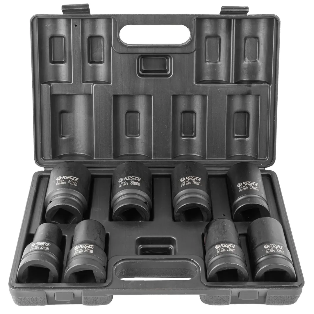 Набор головок ударных глубоких 1" 8 пр., 12-гр., 22-41 мм Forsage F-8081-9MPB