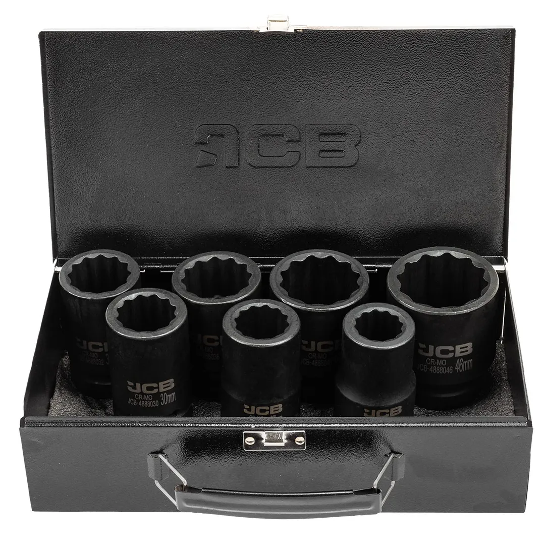 Набор ударных глубоких головок 24-46 мм 12-гр 1'' 7 пр JCB JCB-8072-9MPB