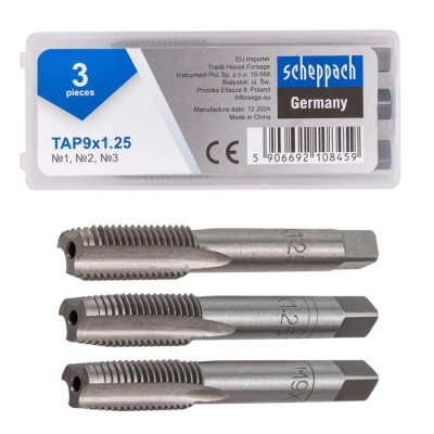 Метчик M9x1,25 3 шт Scheppach Sch-TAP9x1,25