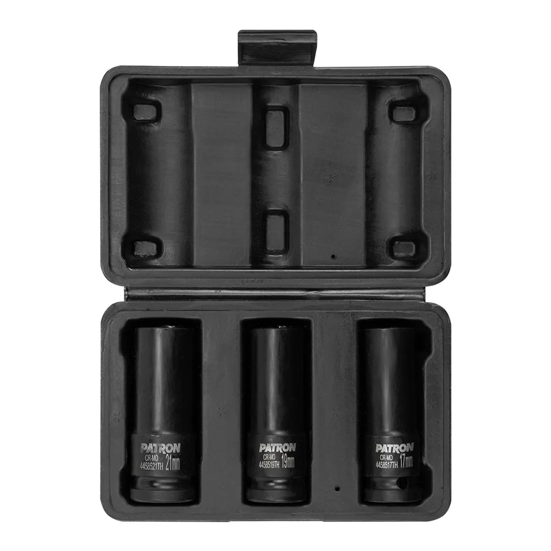 Набор ударных тонкостенных головок 17-21 мм 1/2'' 6-гр 3 пр PATRON P-4032TH