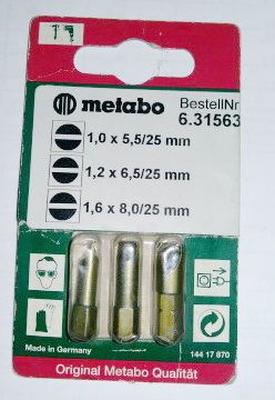 Набор шлицевых бит, 3 шт, 1.0×5.5, 1.26×6.5, 1.6×8.0) METABO 631563000