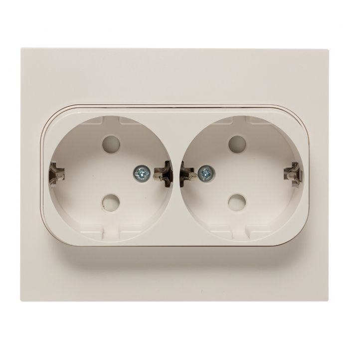 Стокгольм Розетка 2-местная с/з 16А автоматические клеммы белая с защ, штор, EKF PROxima EXR16-128-10