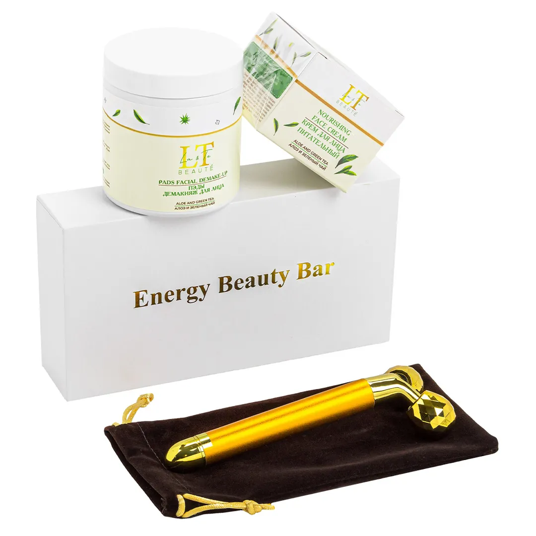 Набор Алоэ и зеленый чай, массажер, крем для лица, ПЭДЫ La and Te beaute LT-51