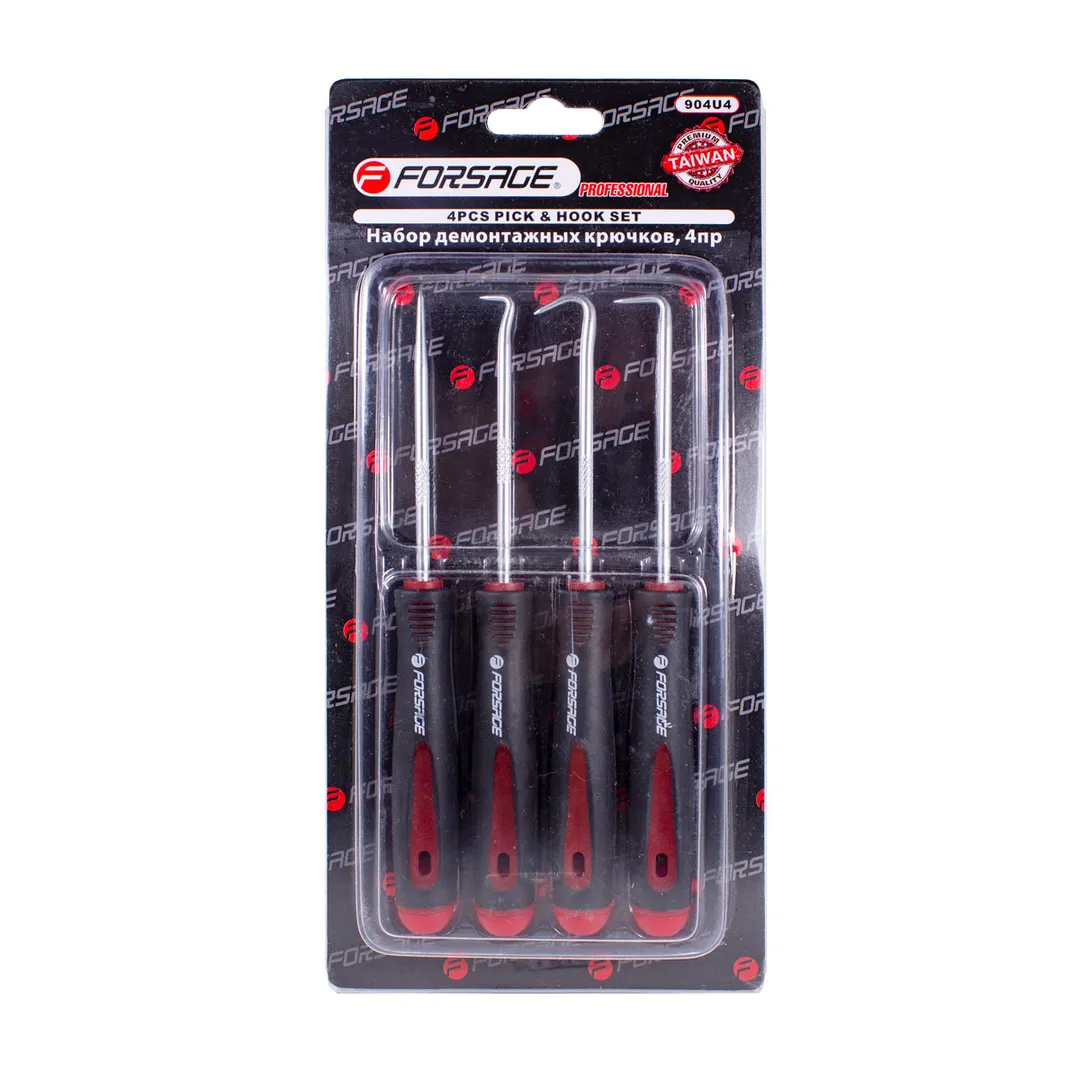 Набор крючков для демонтажа сальников с прорезиненными рукоятками 4 пр Forsage F-904U4
