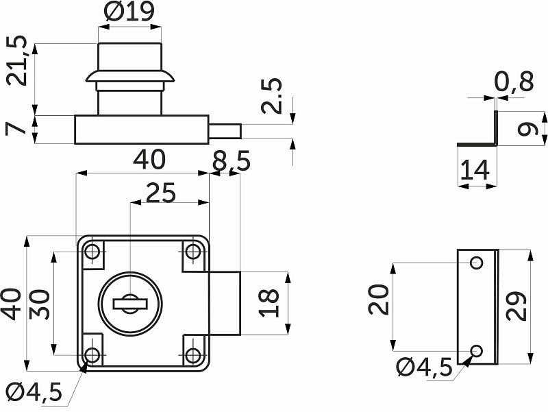 Замок для распашной двери механический 138, черный, AKS LIGHT 117301