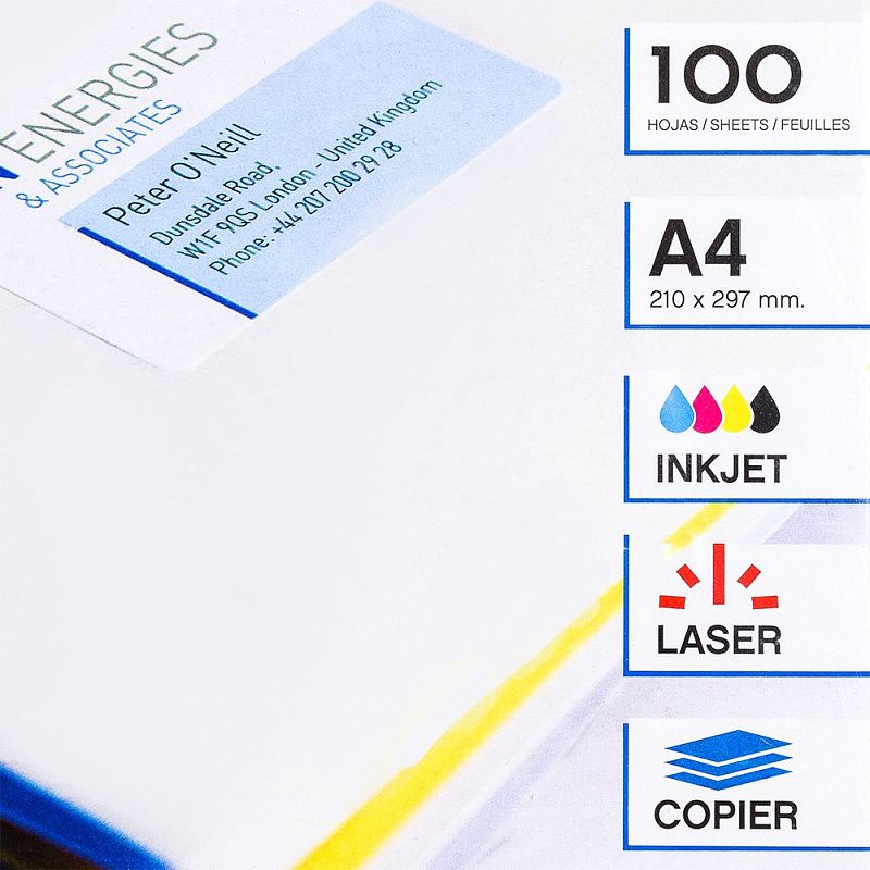 Самоклеящиеся этикетки универсальные Apli, 105x74 мм, 100 листов, 8 шт, белый