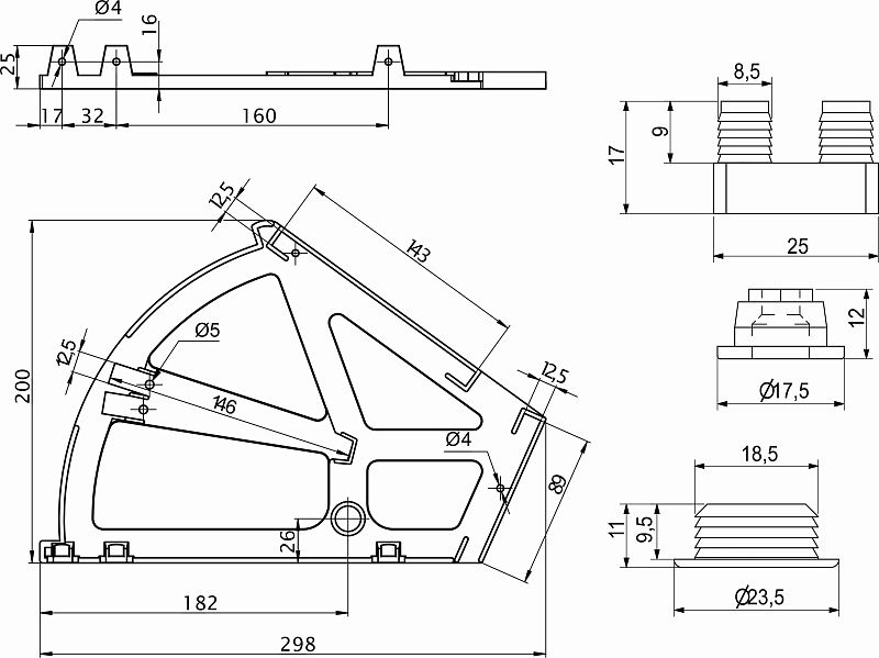 Крепление в шкаф для обуви двухрядное, черный РП PL 90989