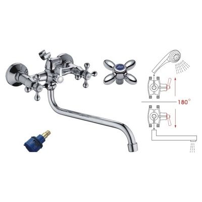 Смеситель для ванны, латунь, хром Ledeme L2327