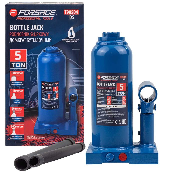 Домкрат бутылочный 5 т с клапаном, 195-395 мм Forsage F-T90504 DS