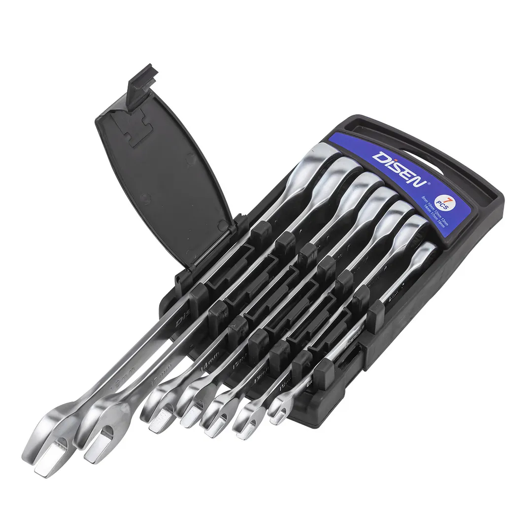 Набор ключей трещоточных 8-19 мм, 7 пр. DISEN DSD1509
