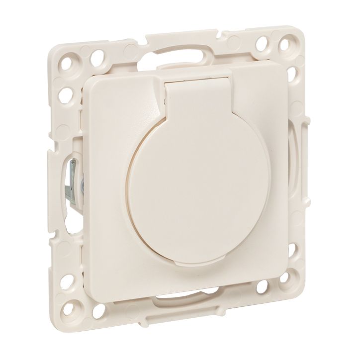 Стокгольм Механизм Розетки 1-местной с/з 16А автоматические клеммы белый с крышкой и защ, штор, IP44 EKF PROxima EYR16-028-10-44