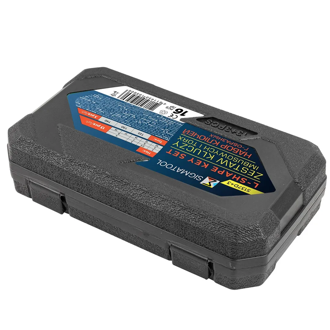 Набор Г-образных ключей HEX (6-гр) 2-19 мм, TORX T25, T30, T40 13+3 пр SIGMATOOL SIGMATOOL-5137D+3