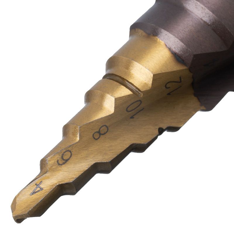 Сверло ступенчатое, 4-6-8-10-12-14-16-18-20-22-24-26-28-30-32 мм, Р6М5К5, 6-гр. хвостовик Denzel 723616