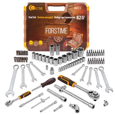 Набор инструментов 82 пр. 1/4"&1/2" 6-гр. FORSTIME FT-4821-5