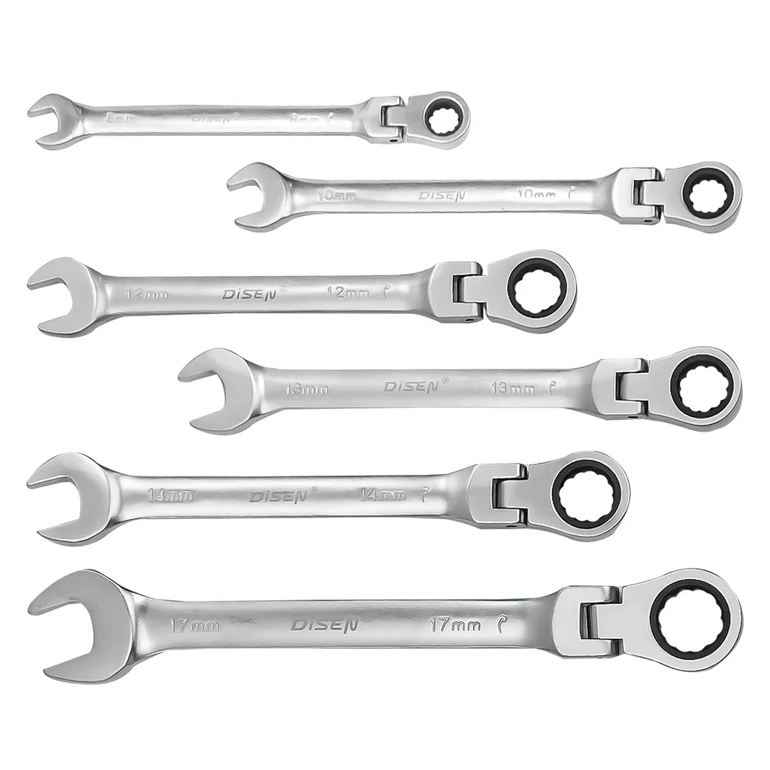 Набор ключей трещоточных с шарниром 8-17 мм, 6 пр. DISEN DSH1503F