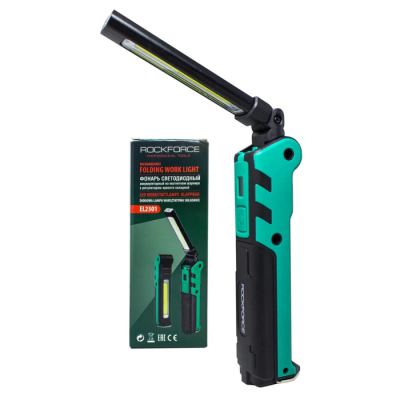 Лампа светодиодная аккумуляторная с магнитом 5W/3WCOB, 150/360Lumen, 3.7V, 2000mAh, t зарядки 4 ч, USB RockForce RF-EL2301