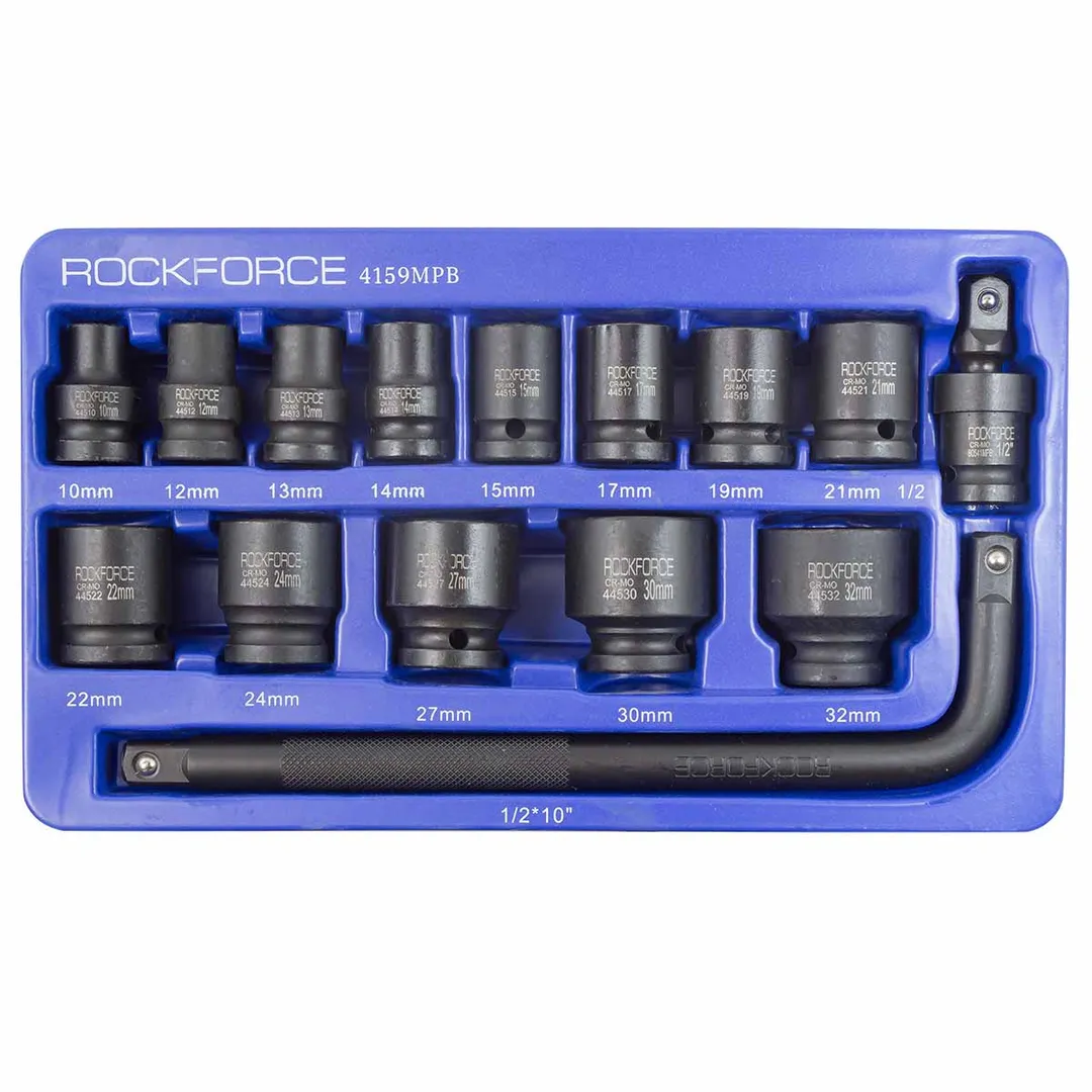 Набор ударных головок 6-гр. 15 пр. 10-32 мм 1/2'' RockForce RF-4159MPB
