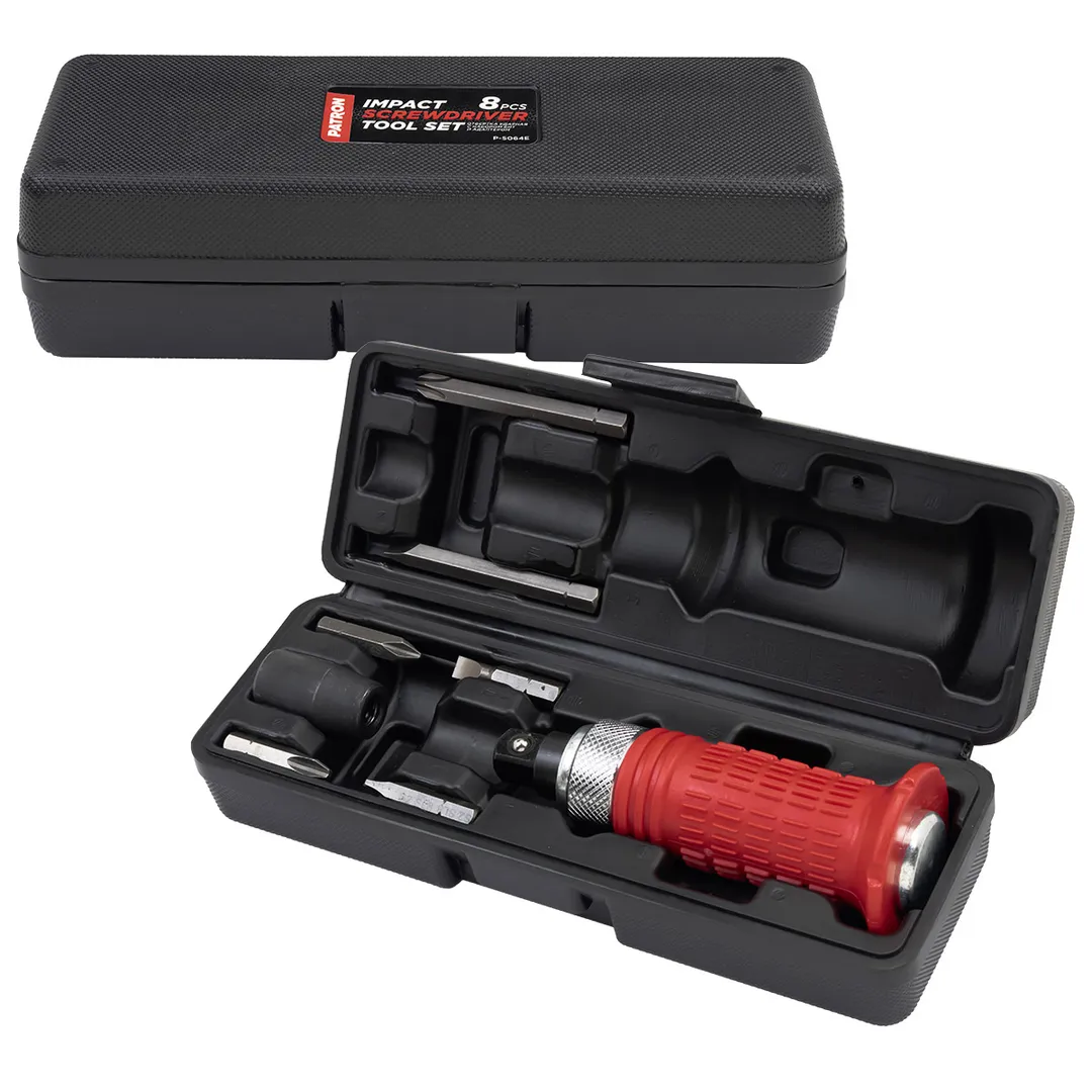 Отвертка ударная с набором бит PH, SL и адаптером 8 пр PATRON P-5064E