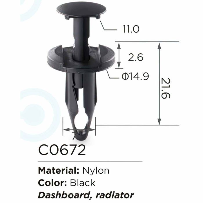 Клипса для крепления внутренней обшивки а/м GM пластиковая, 100 шт Forsage C0672(GM)
