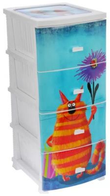 Комод "Кот", 4 секции, белый РУССПЛАСТ РП-451 Кот