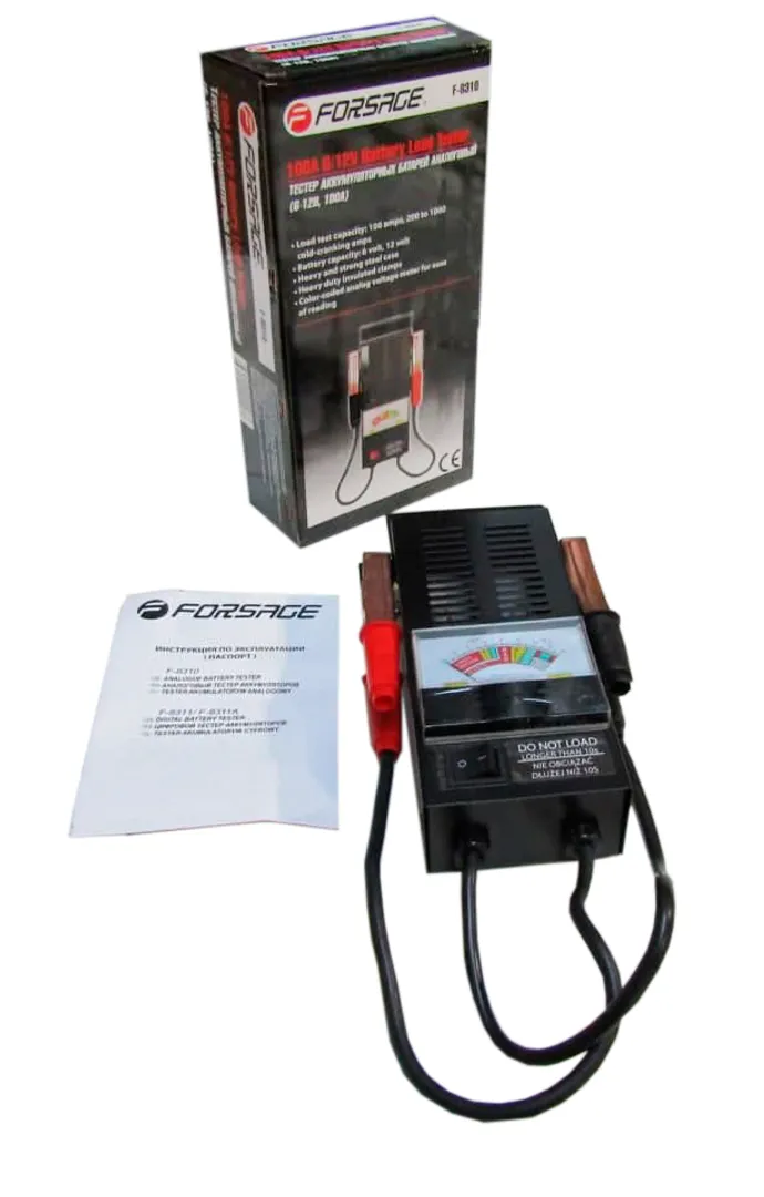 Тестер аккумуляторных батарей аналоговый 6V-12V, 100А Forsage F-8310