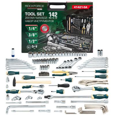 Набор инструментов 142 пр. 1/4"&3/8"&1/2", 6-гр. RockForce RF LIGHT-41421-5A