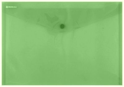 Папка-конверт на кнопке "Donau", A4, зеленый прозрачный