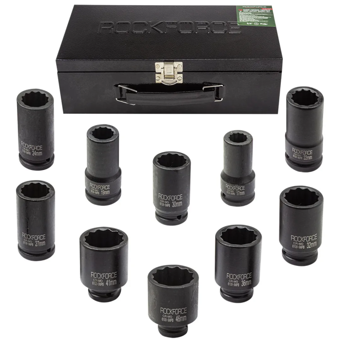 Набор головок ударных глубоких 3/4'' 10 пр 12-гр 17-46 мм RockForce RF-6108-9MPB