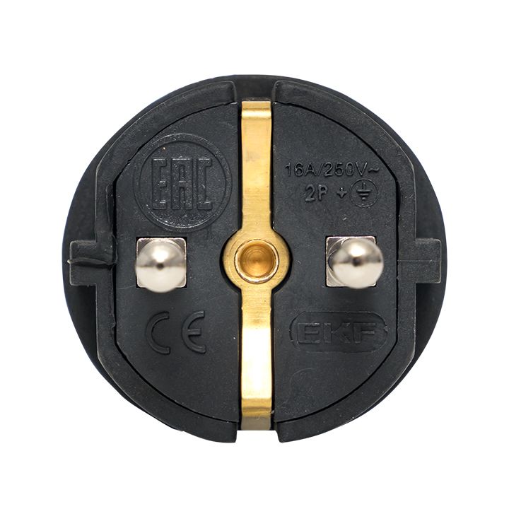 Вилка угловая каучуковая 230В 2P+PE 16A IP44 EKF PRO RPS-017-16-230-44-r
