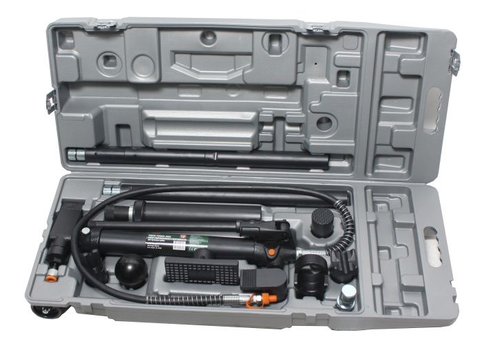 Цилиндр гидравлический 10 т, с насосом и комплектом надставок, набор для кузовных работ RockForce RF-T71002L