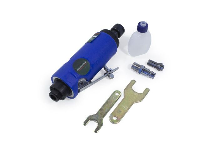 Пневмозачистная машинка с прорезиненной рукояткой, цанги: 3 мм, 6 мм, 25000 об/мин, 128 л/мин, 6.3Bar, штуцер 1/4'' RockForce RF-RP7314