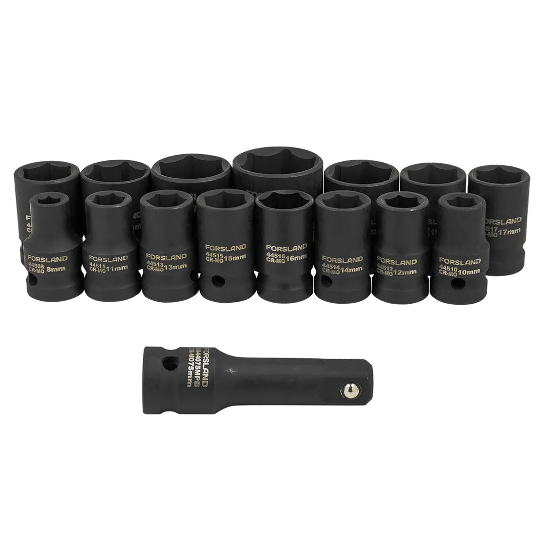 Набор головок ударных 8-27 мм 1/2'' 6-гр 16 пр Forsland Forsland-4179-5MPB