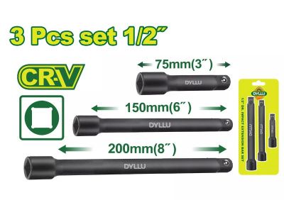 Набор удлинителей ударных 75, 150, 200 мм, 1/2" 3 пр DYLLU DTMS7403