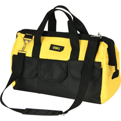 Сумка для инструментов Deli YS EDL430018, 400х200х270 мм, 6 карманов, ткань Oxford, черный, желтый