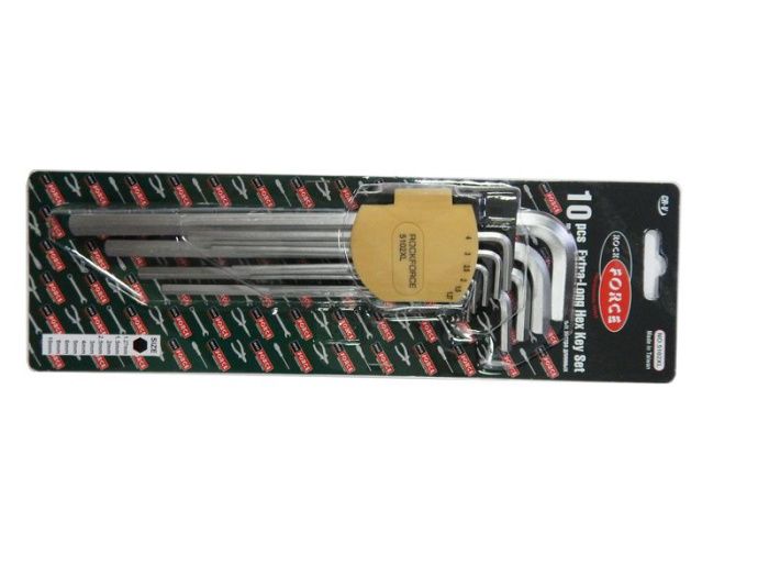 Набор ключей HEX (6-гр.) Г-обр. экстра длинных 10 пр. 1.27, 1.5, 2, 2.5, 3-6, 8, 10 мм RockForce RF-5102XL