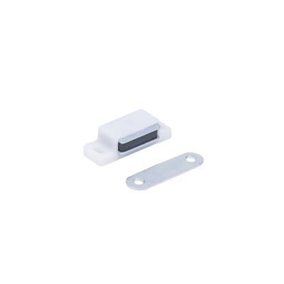 Защелка магнитная мебельная малая белая, присадка планки-29мм, AKS 100485