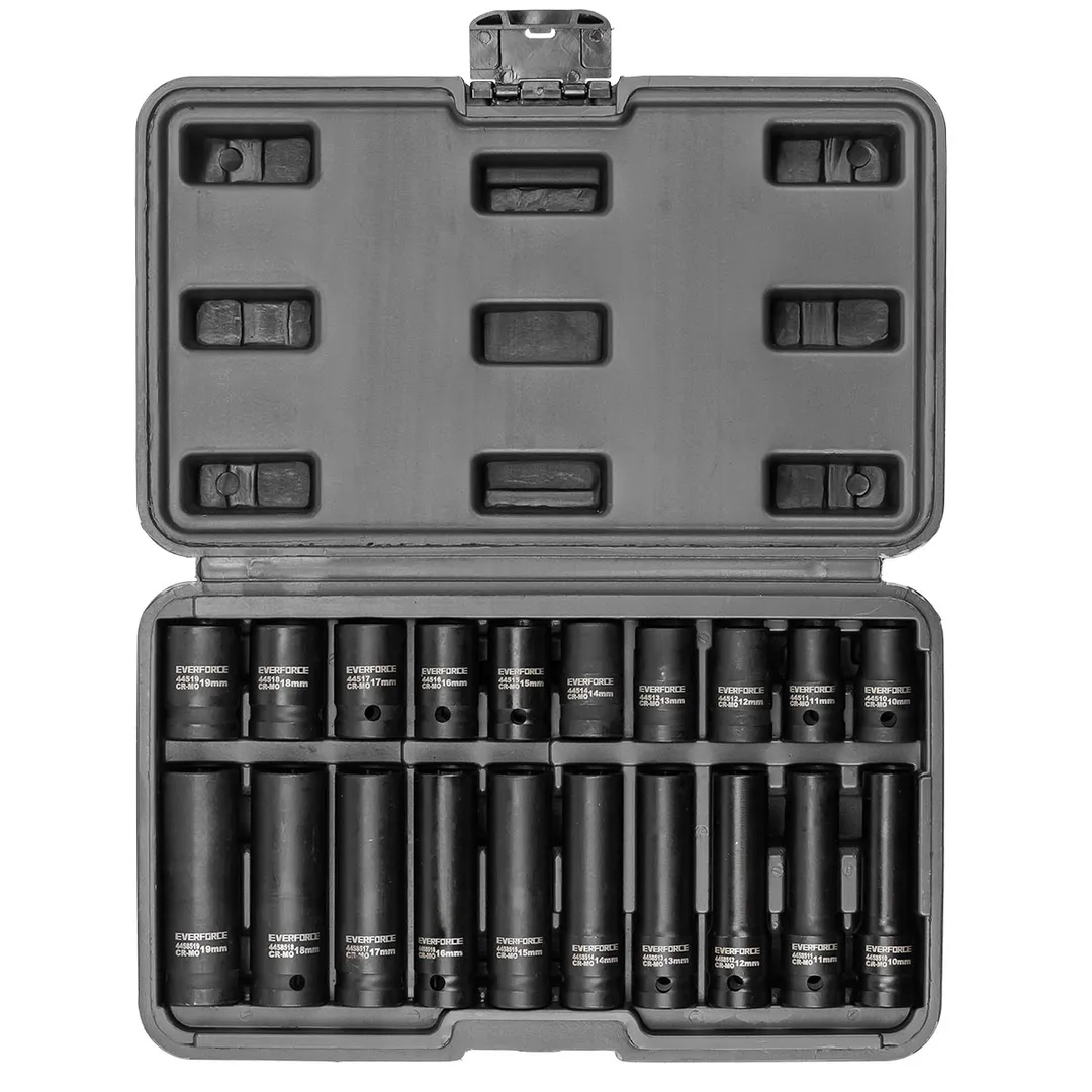 Набор ударных головок, глубоких и коротких 10-19 мм 20 пр, 1/2'' 6-гр EVERFORCE EF-4201-5K