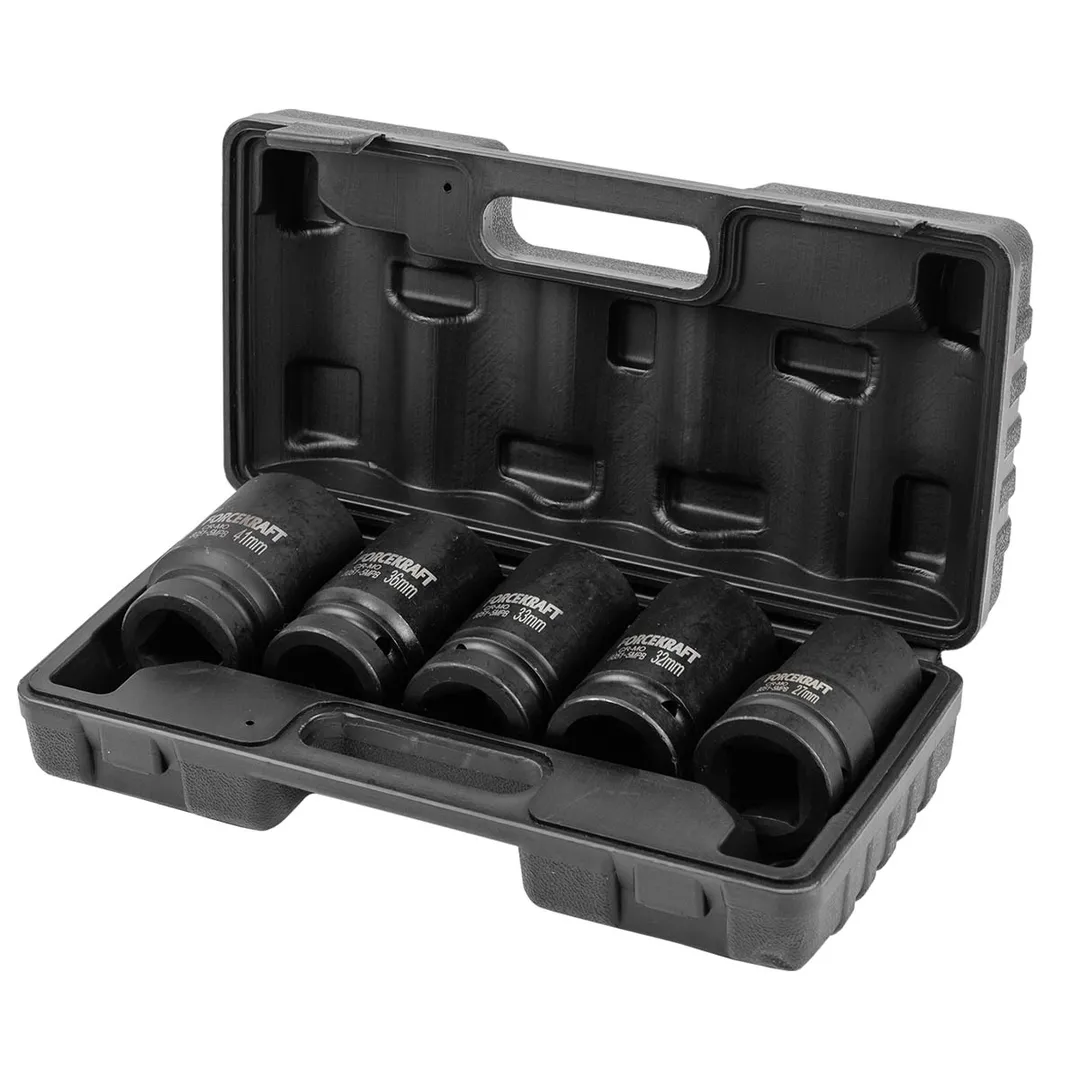 Набор головок ударных глубоких 5 пр., 1'' 6-гр 27-41 мм ForceKraft FK-8051-5MPB