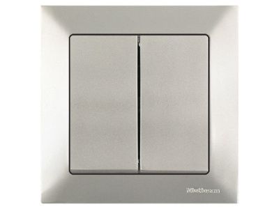 Выключатель 2-клав., скрытый, пруж. зажим титан, DARIA, Mutlusan 2120 402 0183